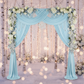 Spandex 4-way Stretch Drape Curtain 10ft H x 60" W - Baby Blue in Winter Wonderland Reception.