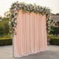 Spandex 4-way Stretch Drape Curtain 10ft H x 60" W - Blush/Rose Gold in Outdoor Reception with Rose Bushes.