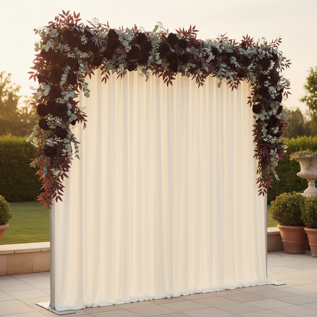 Spandex 4-way Stretch Drape Curtain 14ft H x 60" W - Ivory in Outdoor Reception.