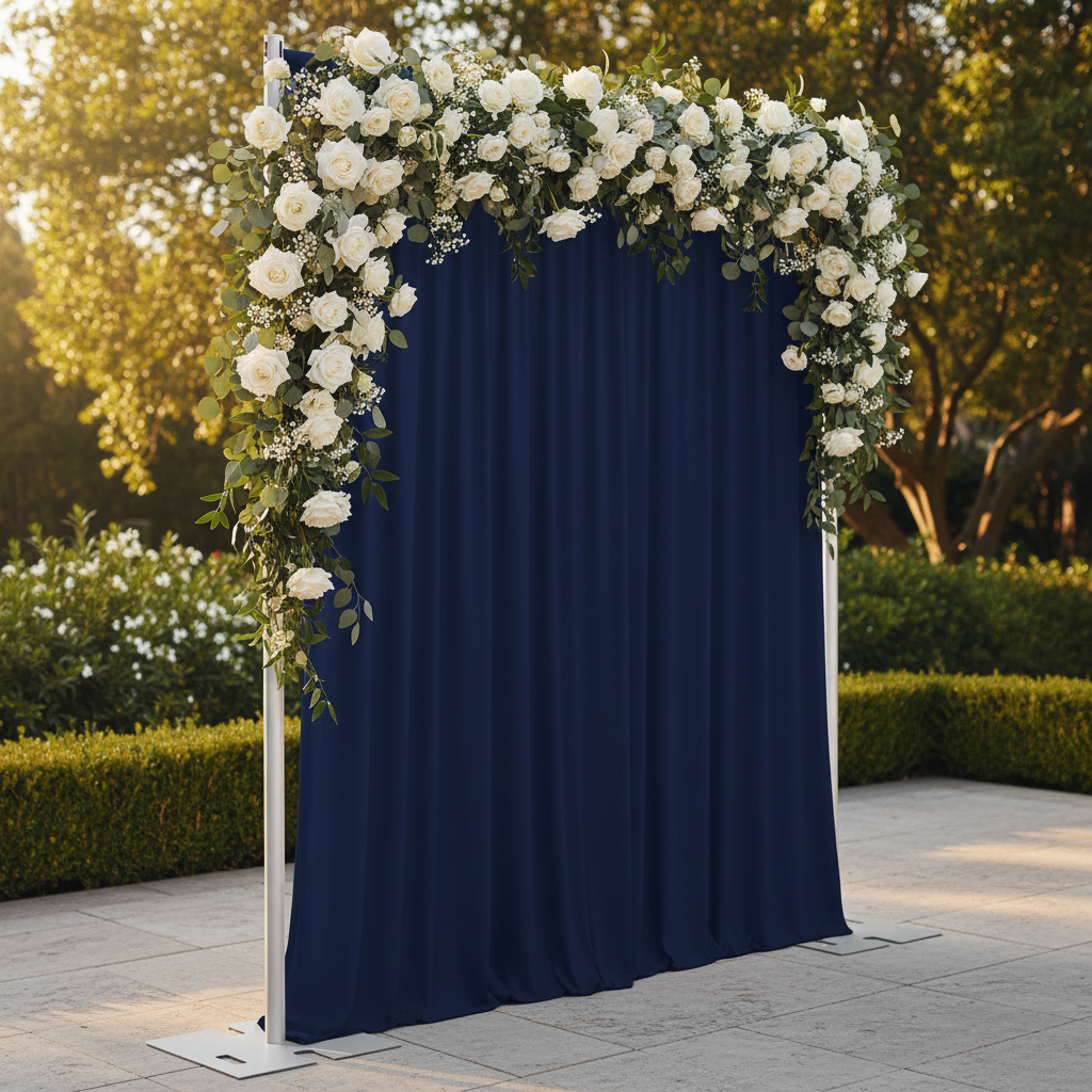 Spandex 4-way Stretch Drape Curtain 14ft H x 60" W - Navy Blue in Outdoor Reception.