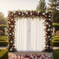 Spandex 4-way Stretch Drape Curtain 14ft H x 60" W - White with Rose Bushes.