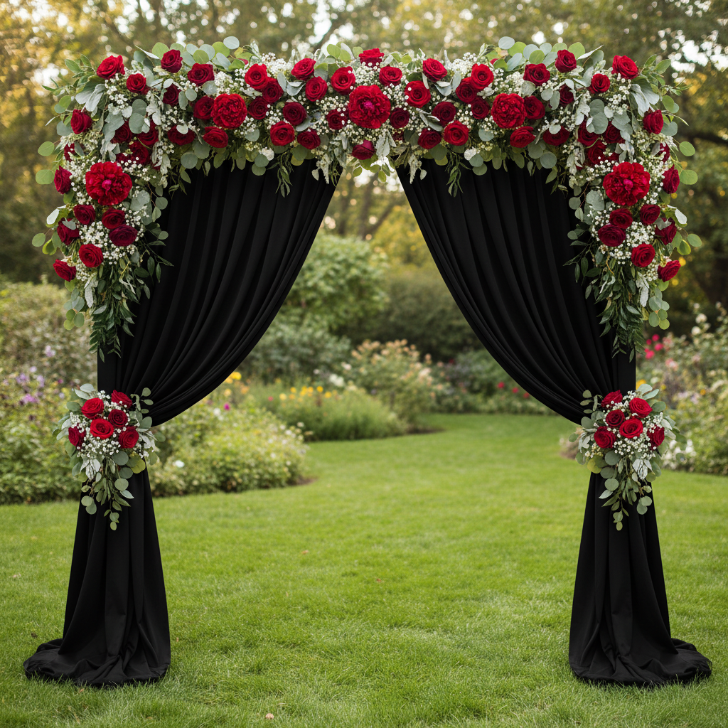 Spandex 4-way Stretch Drape Curtain 8ft H x 60" W - Black in Garden Reception.