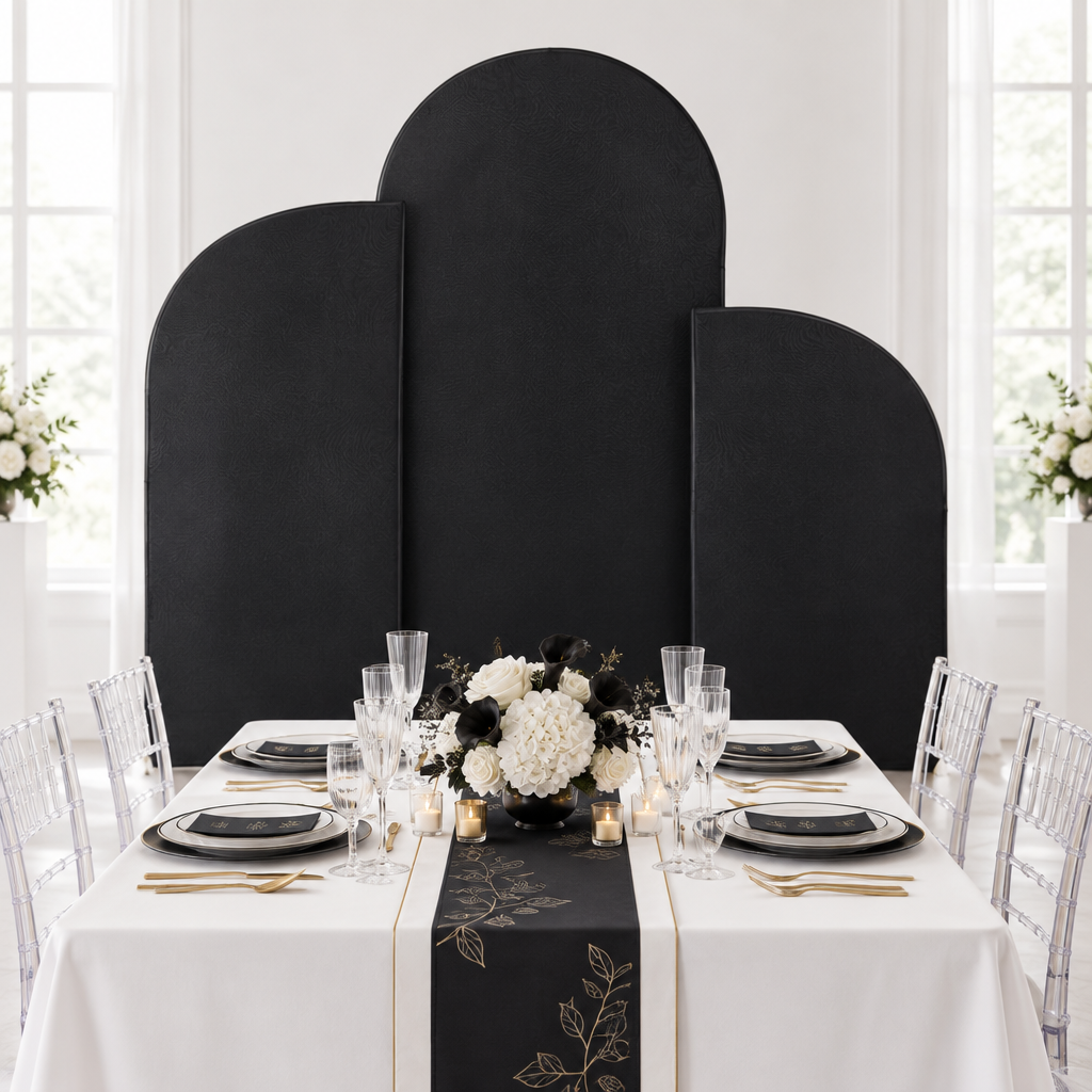 Spandex Arch Covers for Chiara Frame Backdrop 3pc/set - Black.
