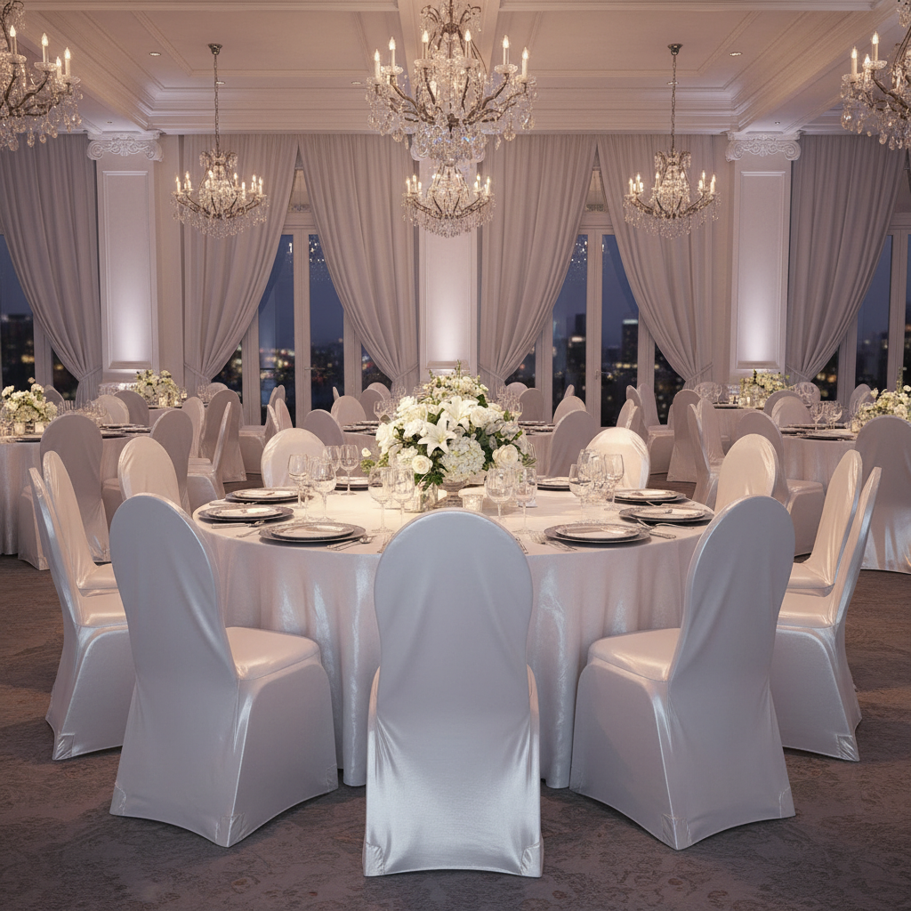 Spandex Banquet Chair Cover - Metallic Silver.
