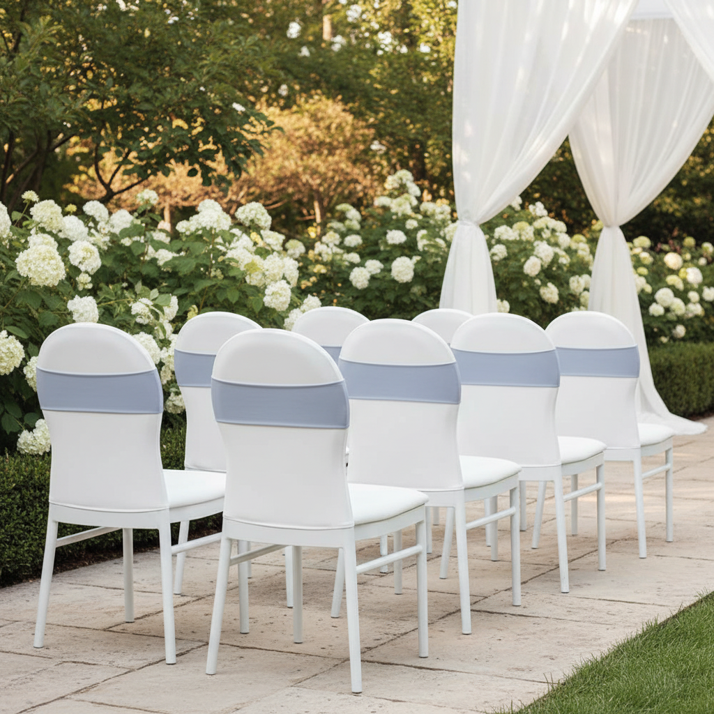 Spandex Chair Band Dusty Blue - Garden Wedding