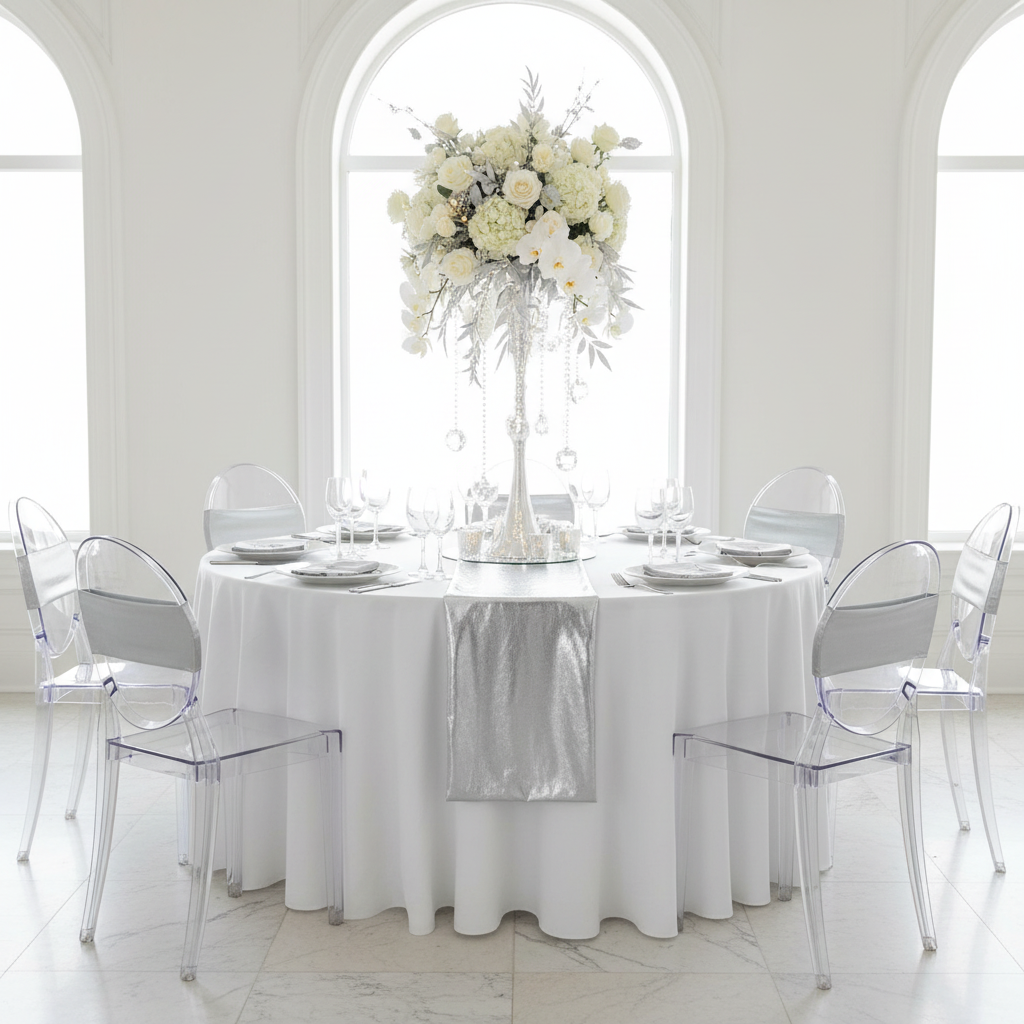 Spandex Chair Band - Metallic Silver.