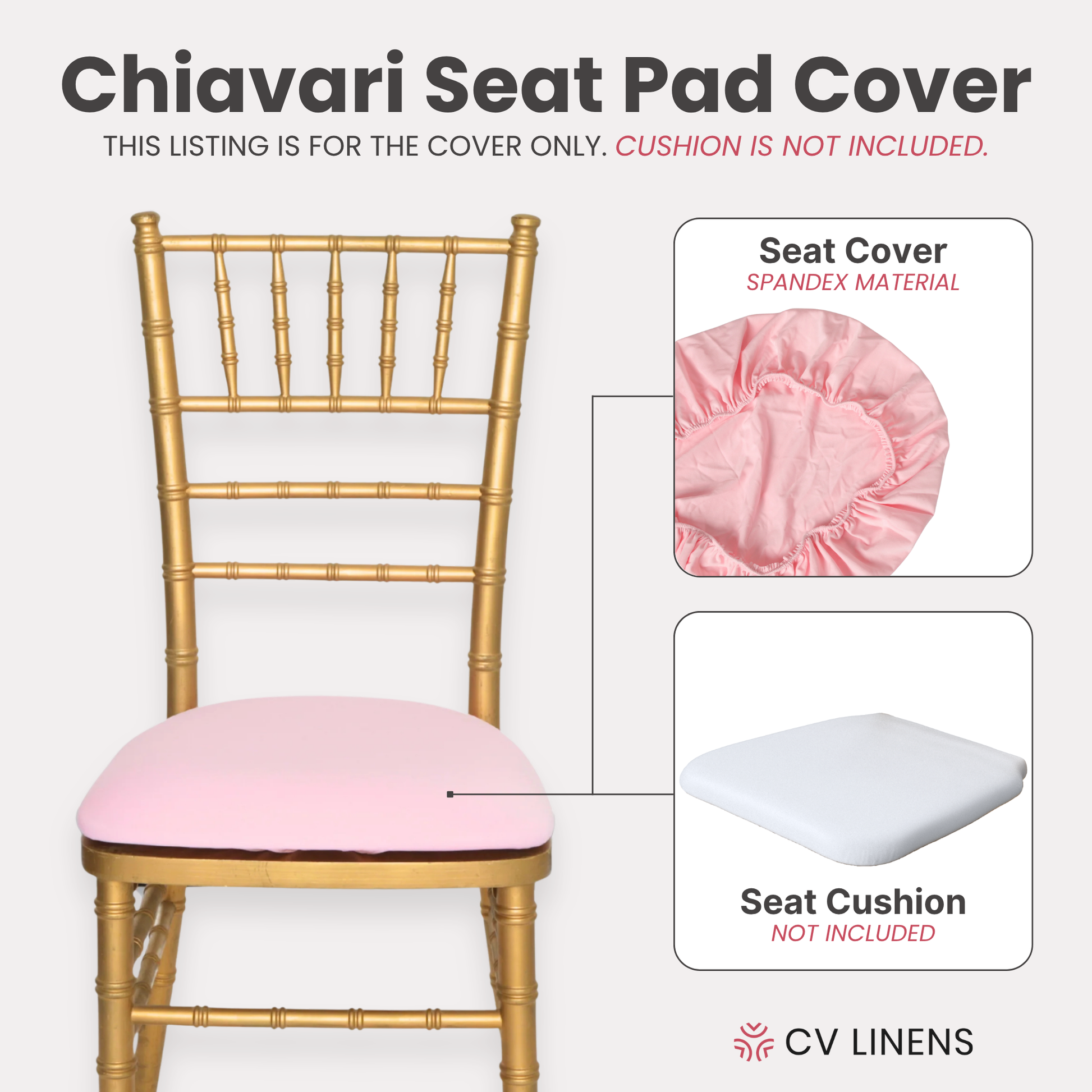 5 pcs/pk Spandex Chiavari Seat Pad Cover - Pink
