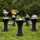 Spandex Cocktail Table Cover 30" Round - Black in Outdoor Reception.