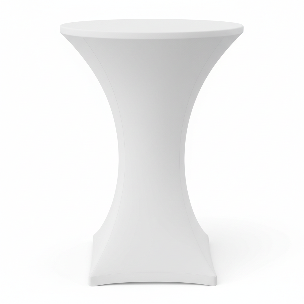 White Spandex Cocktail 30" Round Table Cover for Birthday