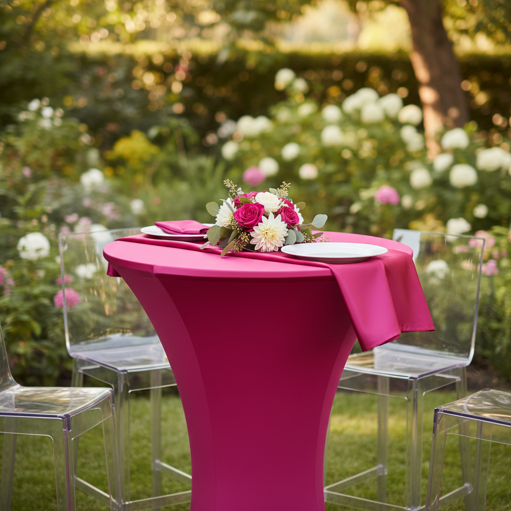 Spandex Cocktail Table Cover 36" Round - Fuchsia.