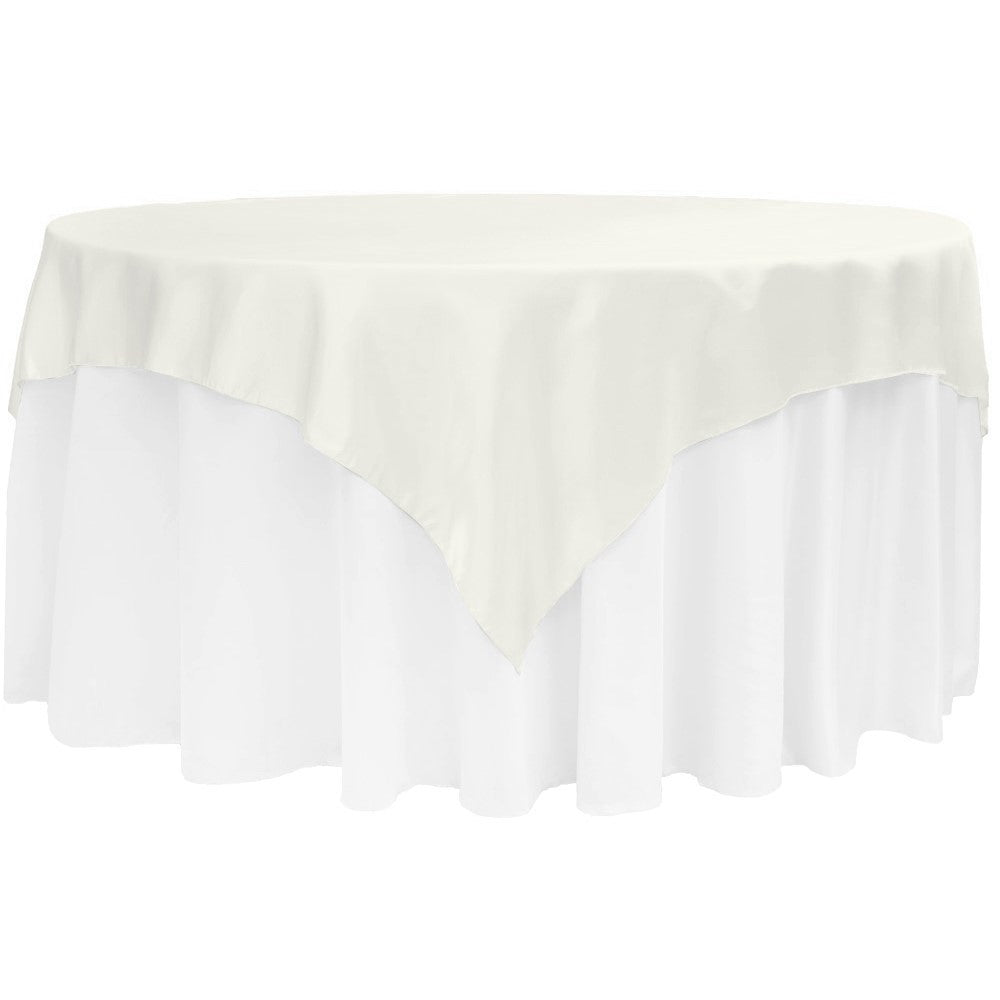 Square 72" Lamour Satin Table Overlay - Ivory