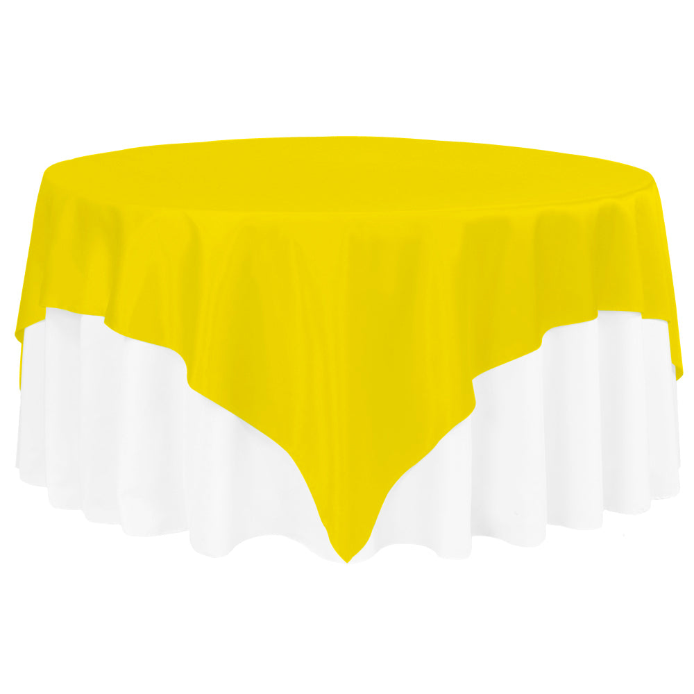 Square 90"x90" Satin Table Overlay - Canary Yellow (Bright Yellow)