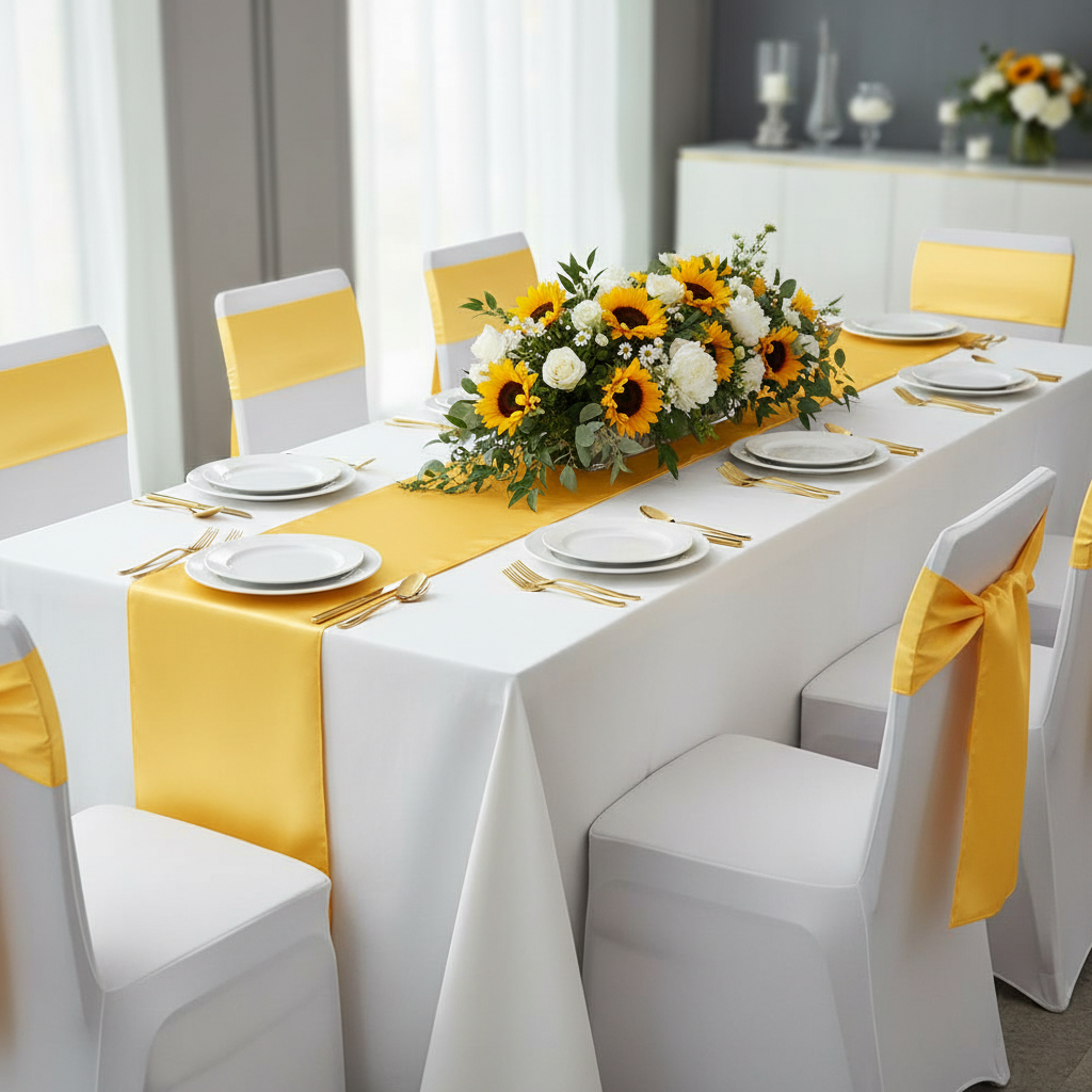 Standard Satin Chair Sash - Canary Yellow (Bright Yellow).