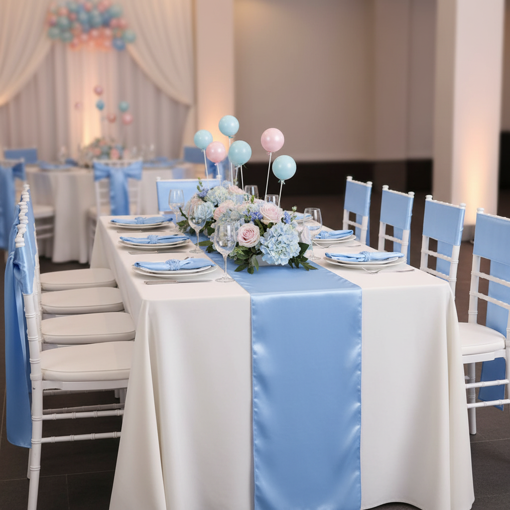 Standard Satin Chair Sash - Cornflower/Serenity.