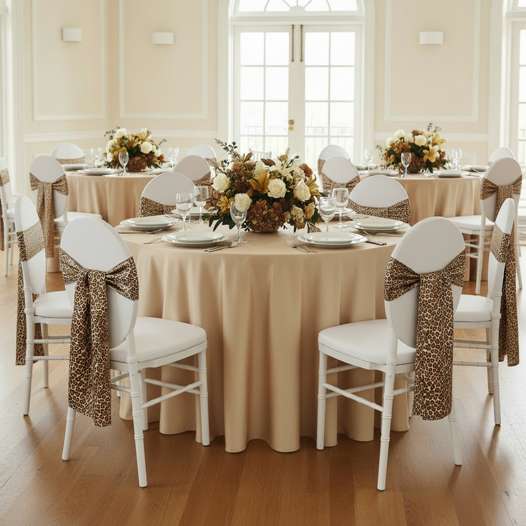Standard Satin Chair Sash - Leopard.