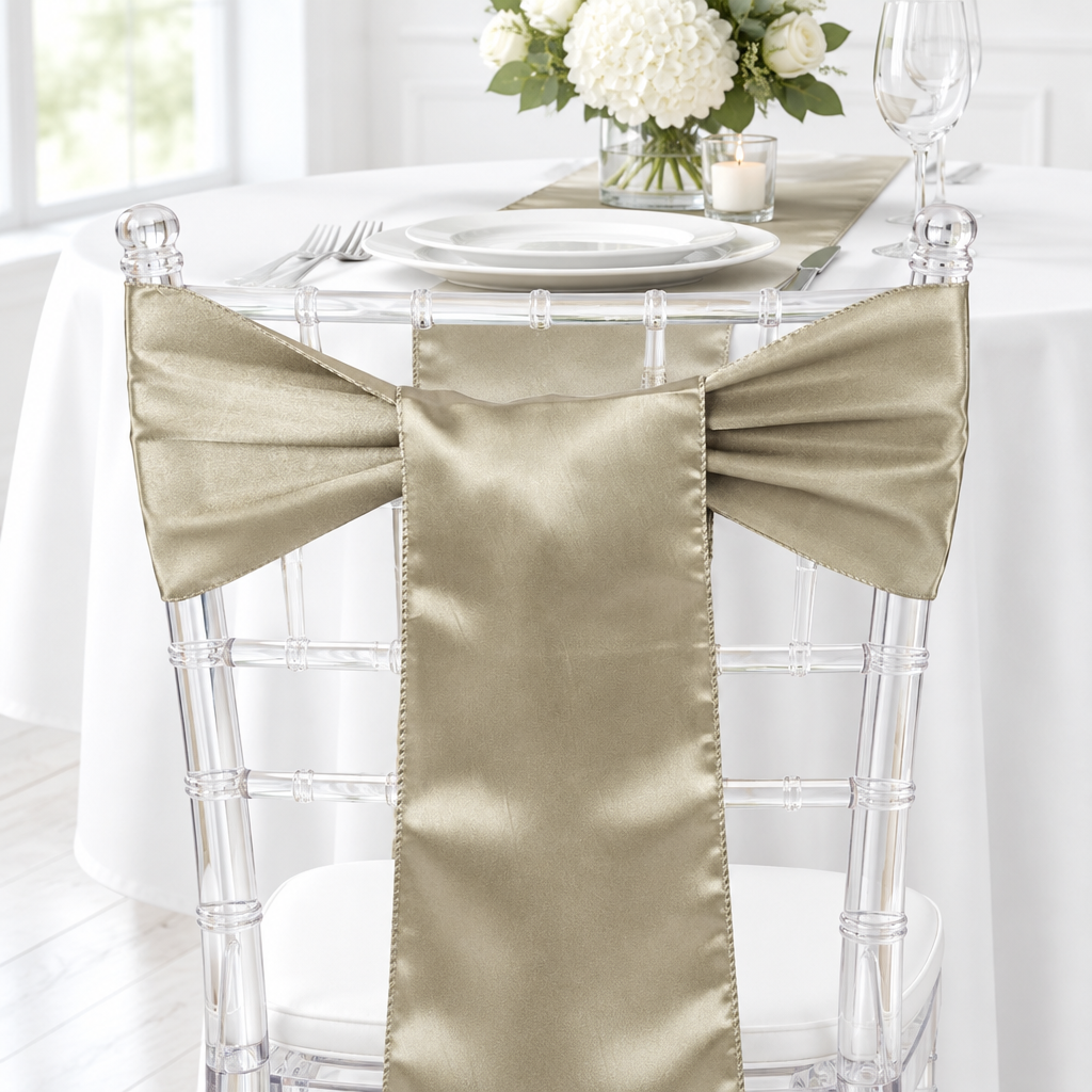 Standard Satin Chair Sash - Taupe.