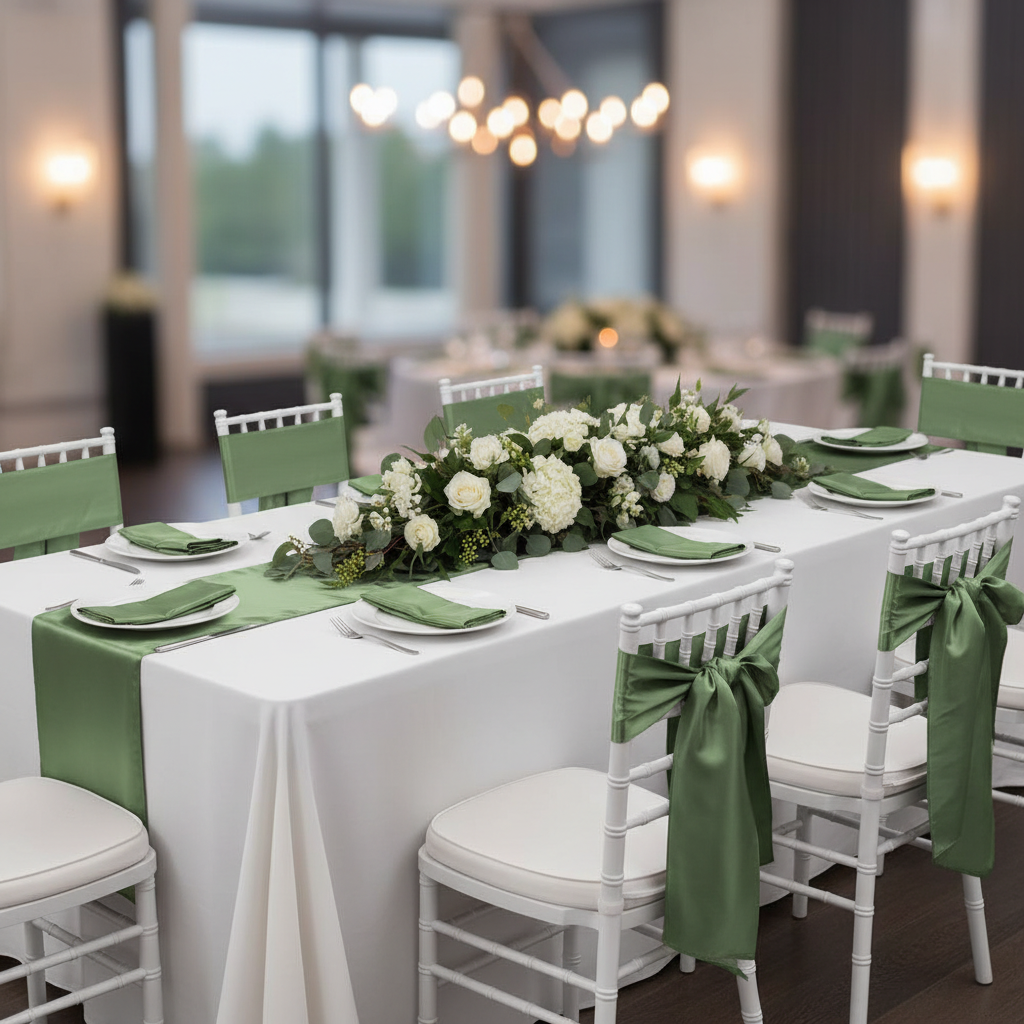 Standard Satin Chair Sash - Willow Green.