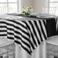 Stripe 90"x90" Square Satin Table Overlay - Black & White.