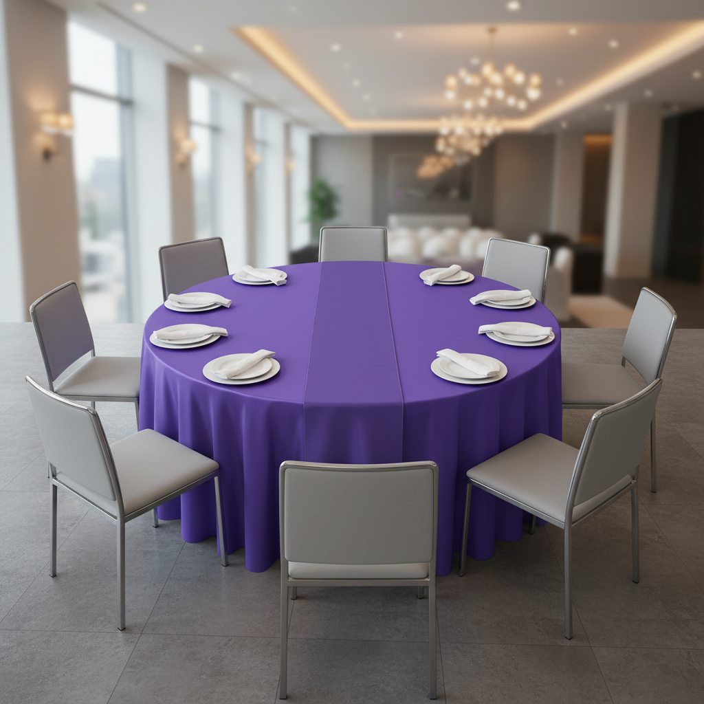 Taffeta Tablecloth 120" Round - Purple.