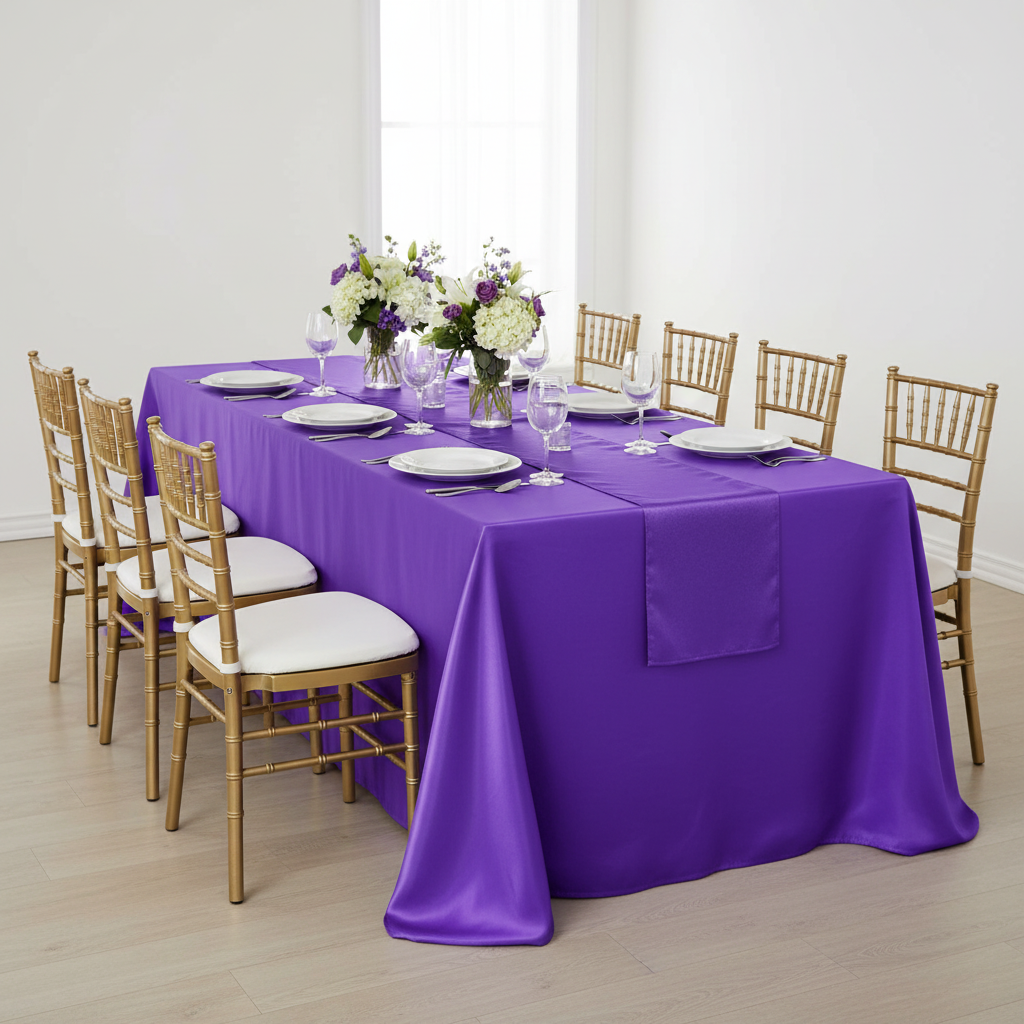 Taffeta Tablecloth 90"x132" Rectangular - Purple.