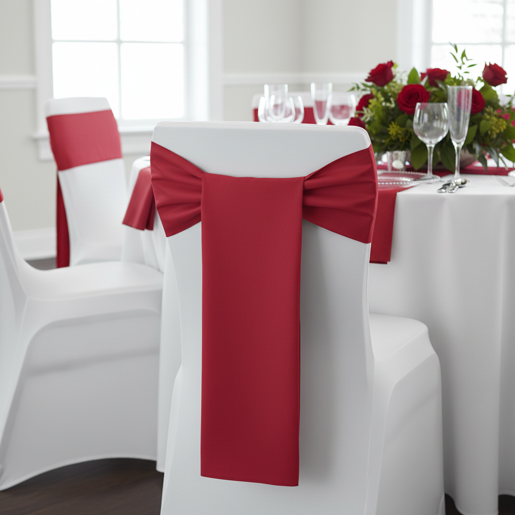 Taffeta Chair Sash/Tie - Red.