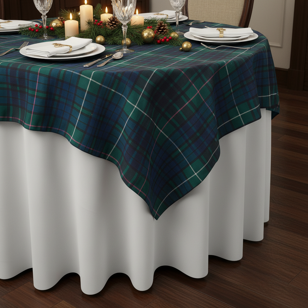 Tartan Plaid Overlay - Christmas Dinner Angled Detail