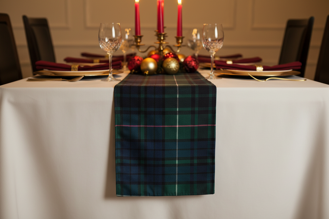 Tartan Plaid Table Runner - Christmas Angled Detail Styled