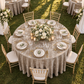 Taupe velvet tablecloth overhead garden wedding