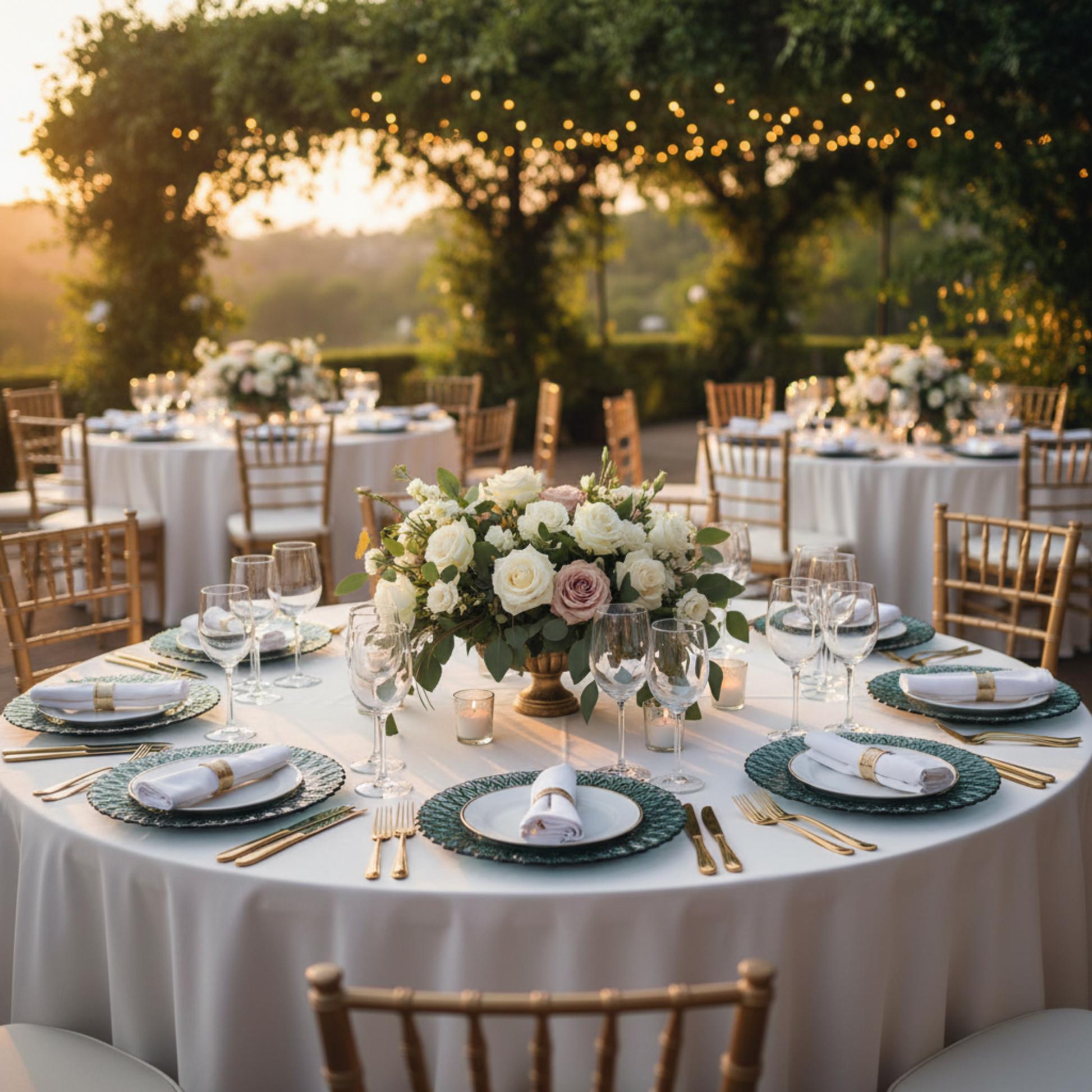 Teal Peacock Charger Plate – Outdoor Wedding