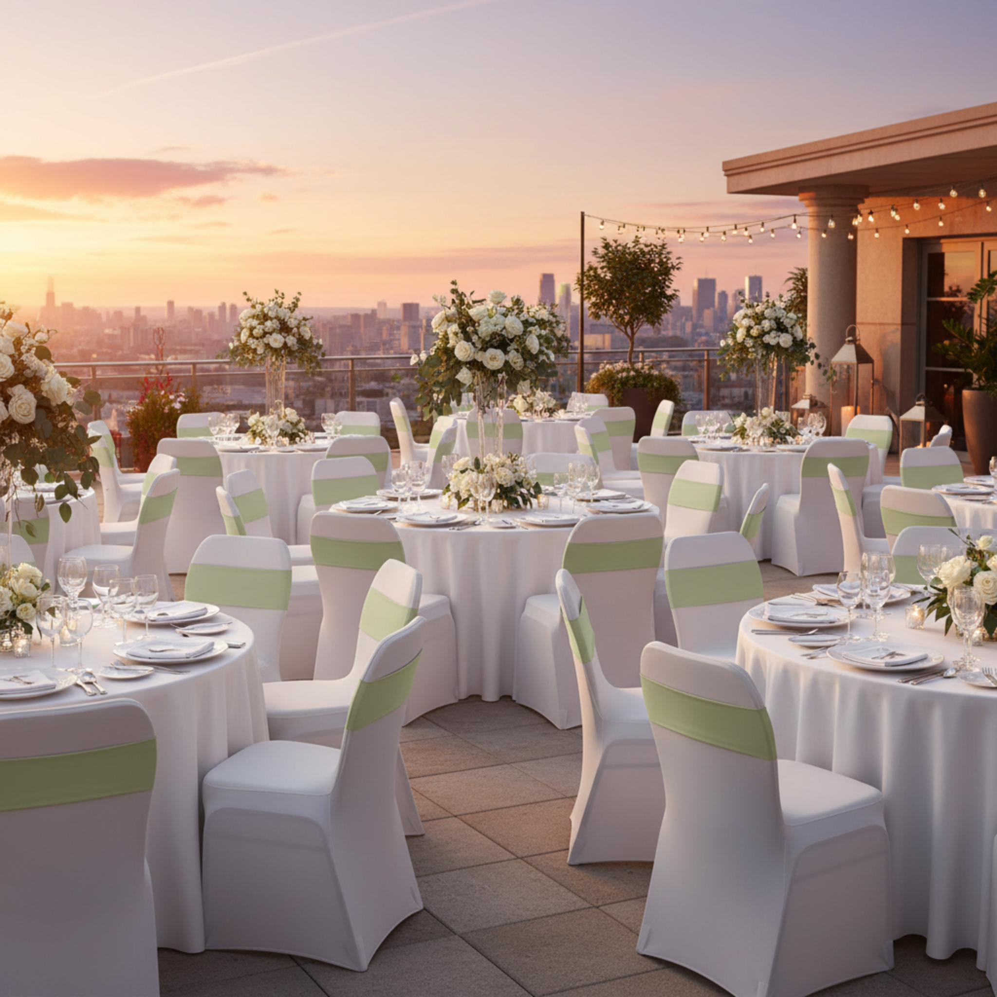 Terrace Graduation Party – Sage Green Spandex Chair Band