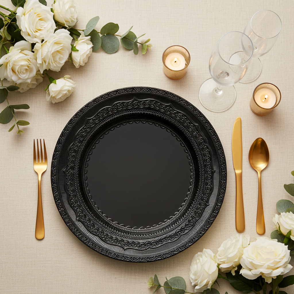 Top flat lay – Exact product reference, cream tablecloth