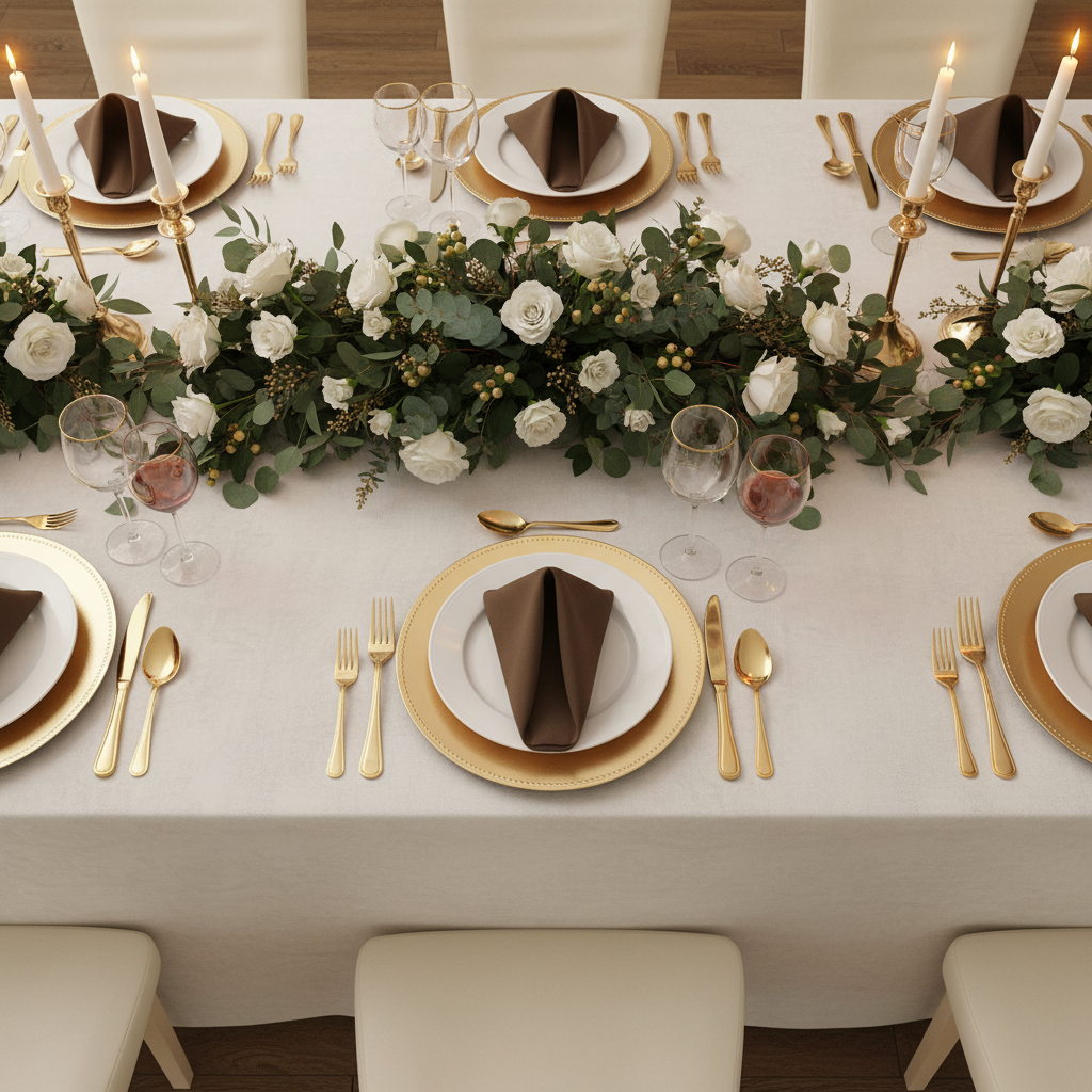 Top View - Chocolate Brown Polyester Napkin