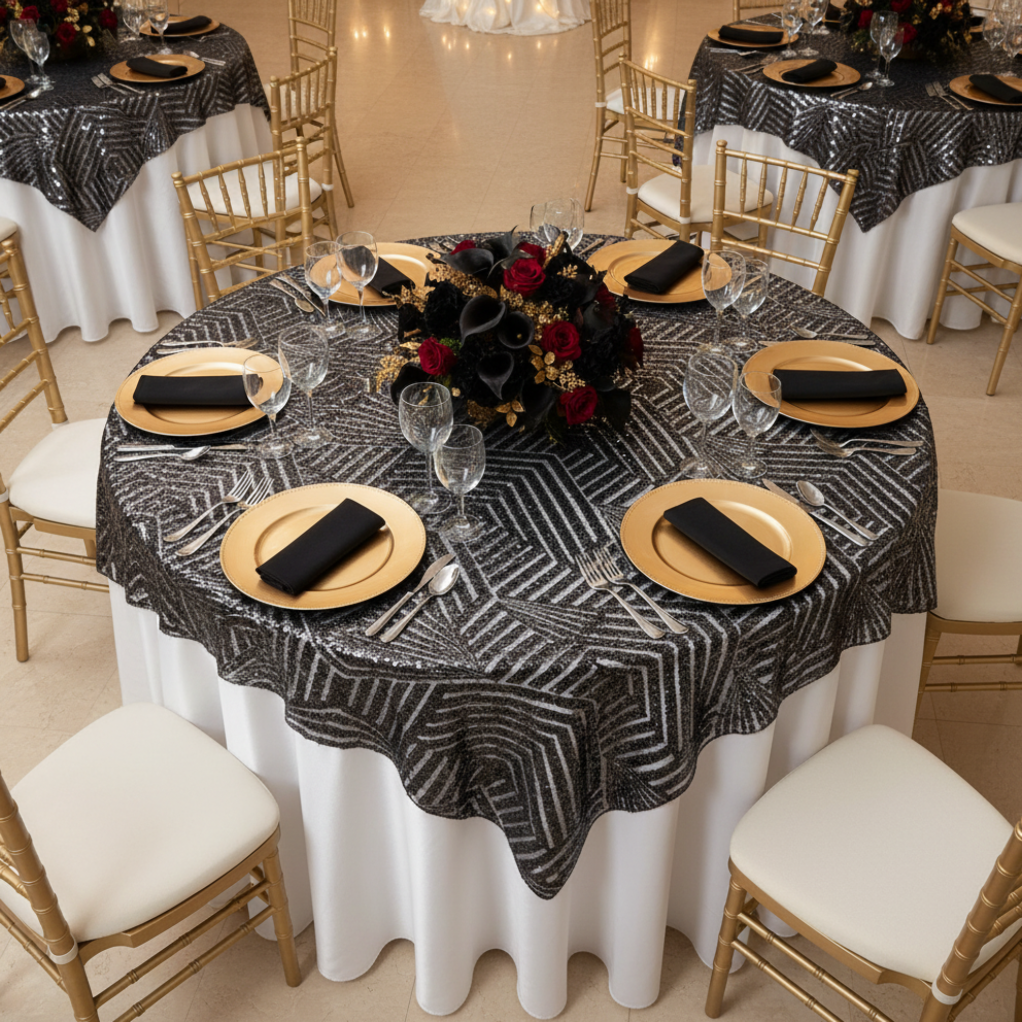 Top view indoor gala round table