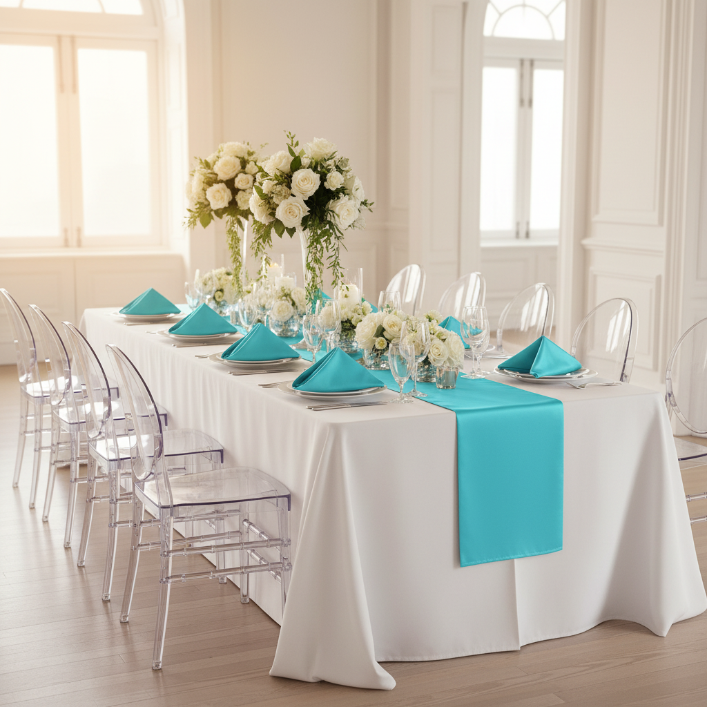 Lamour Satin Napkin 20"x20" - Turquoise.
