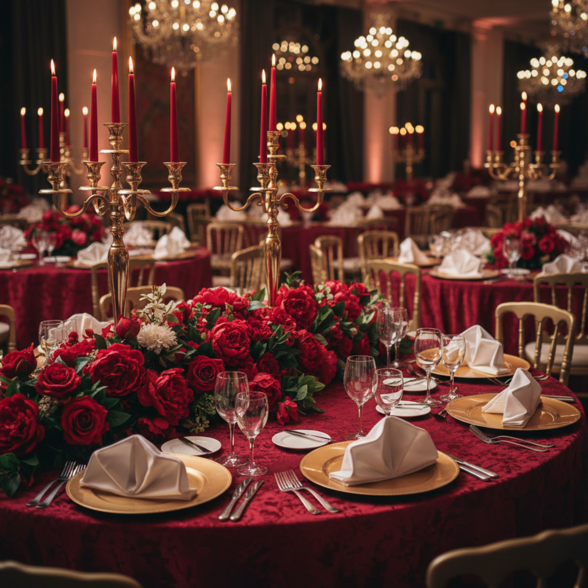 Valentine's Banquet Red 2 pcs/pk Premade Flower Backdrop Arch/Table Runner 