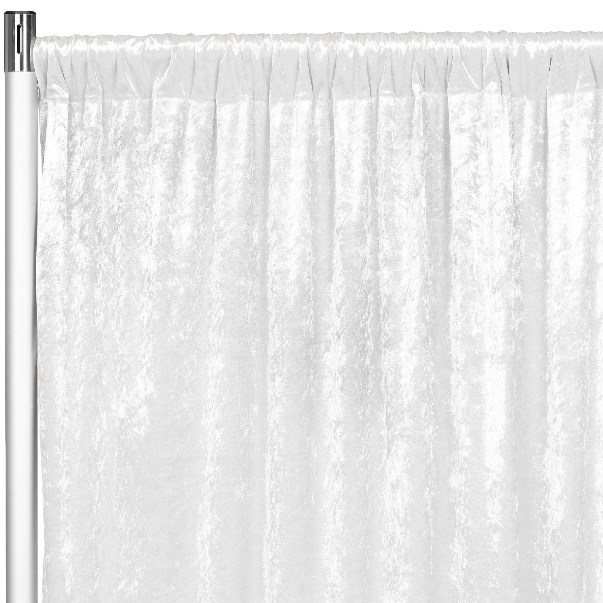 Velvet 10ft H x 118" W Drape/Backdrop Curtain Panel - White