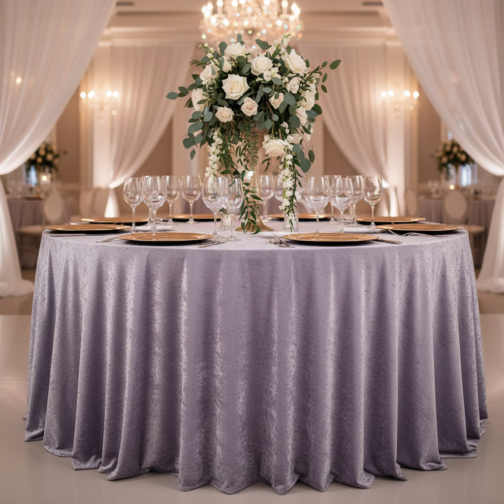 Velvet 120" Round Tablecloth - Wisteria Front View