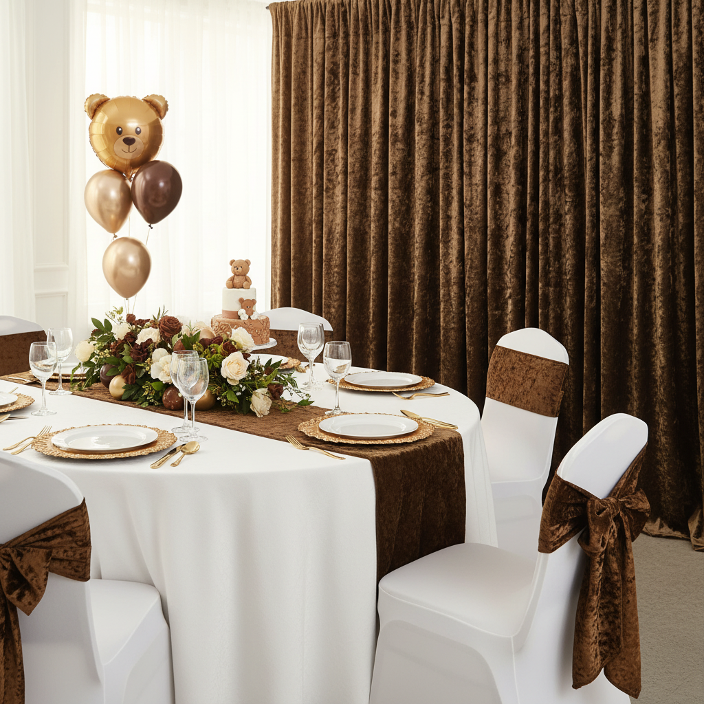 Velvet 12ft H x 52" W Drape/Backdrop Curtain Panel - Chocolate.