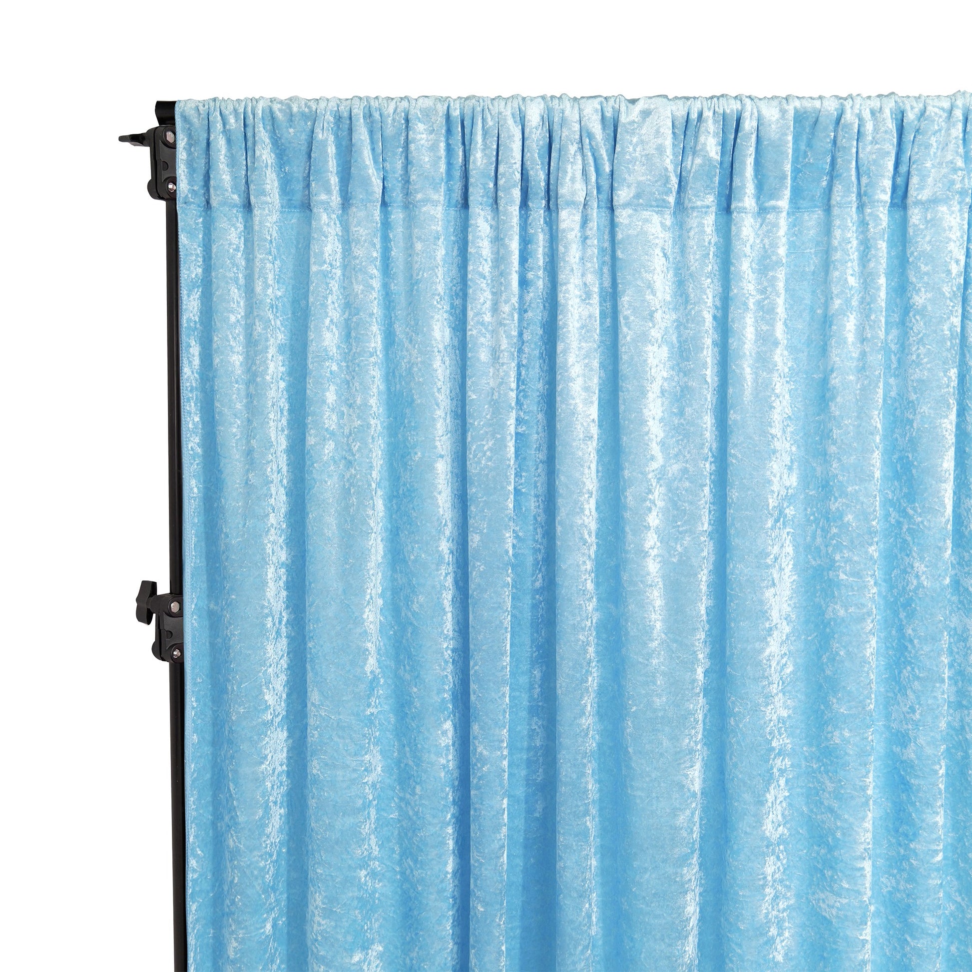 Velvet 12ft H x 118" W Drape/Backdrop Curtain Panel - Baby Blue
