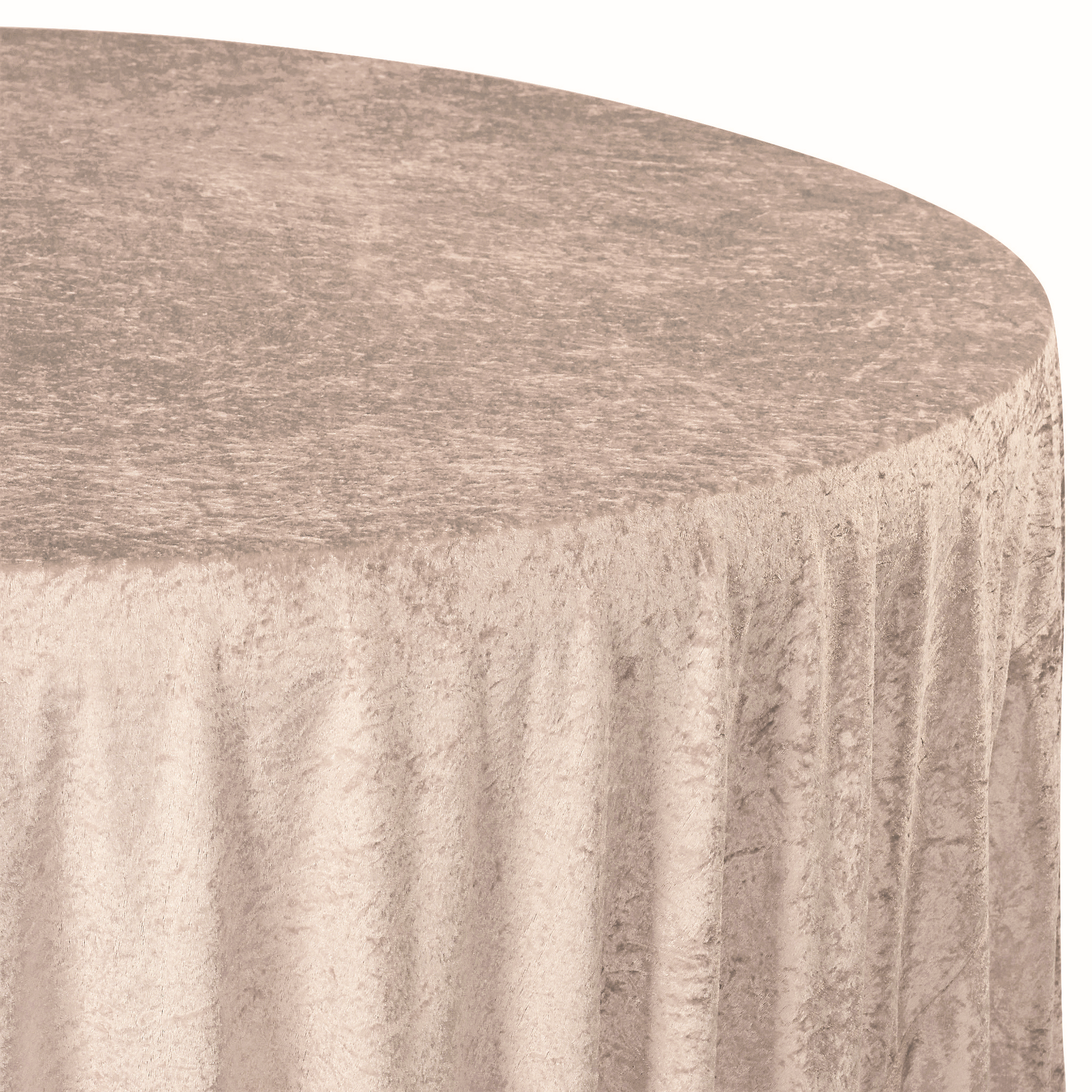 Velvet 132" round tablecloth beige close up