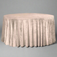 Velvet 132" round tablecloth beige against gray background