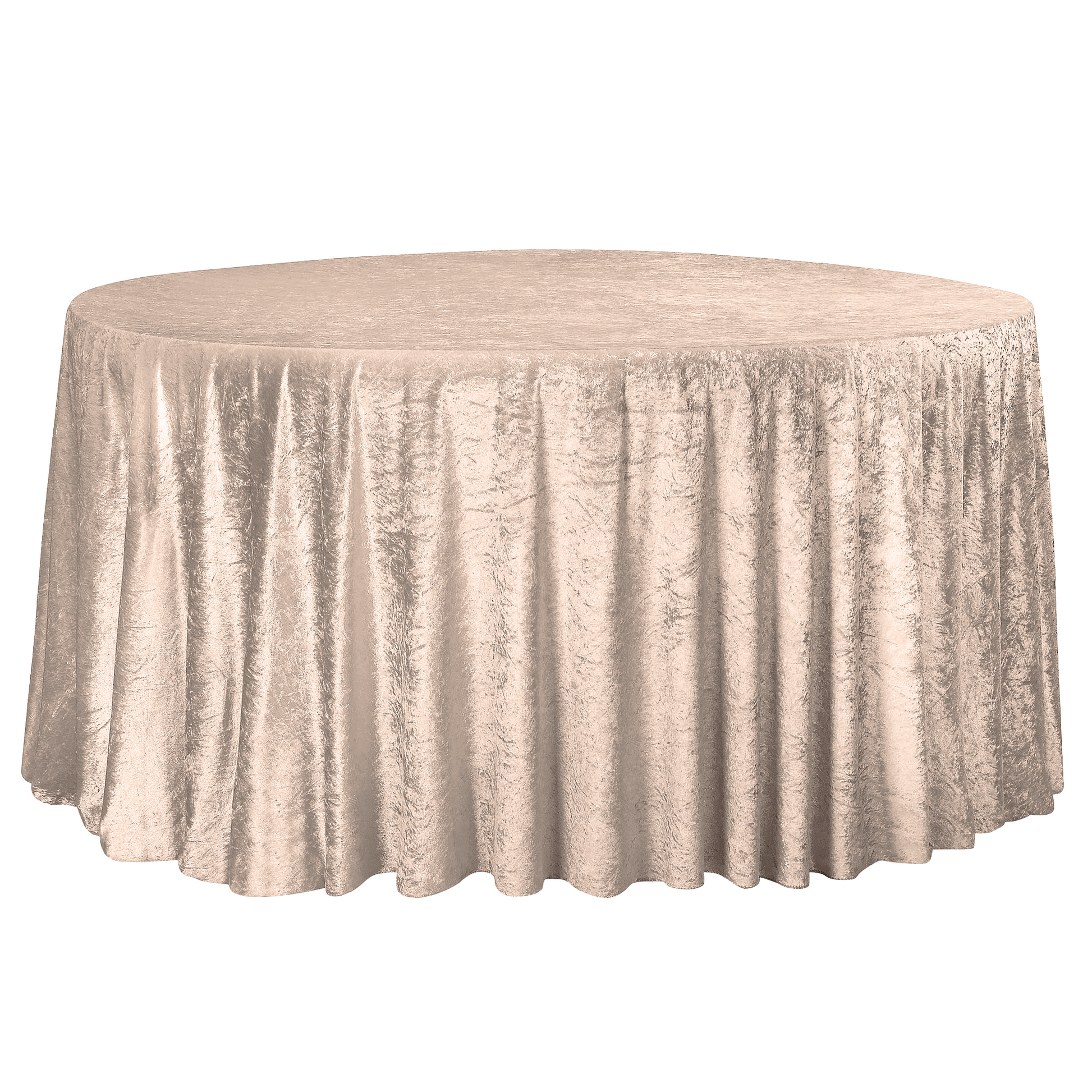 Velvet 132" Round Tablecloth Beige full view