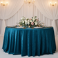 Velvet 132" Round Tablecloth - Dark Teal Front View