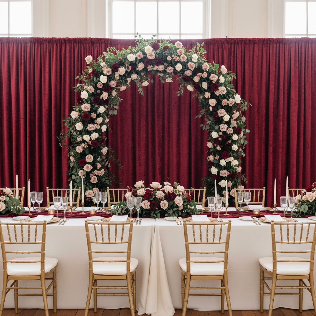 Velvet 14ft H x 52" W Drape/Backdrop Curtain Panel - Burgundy.