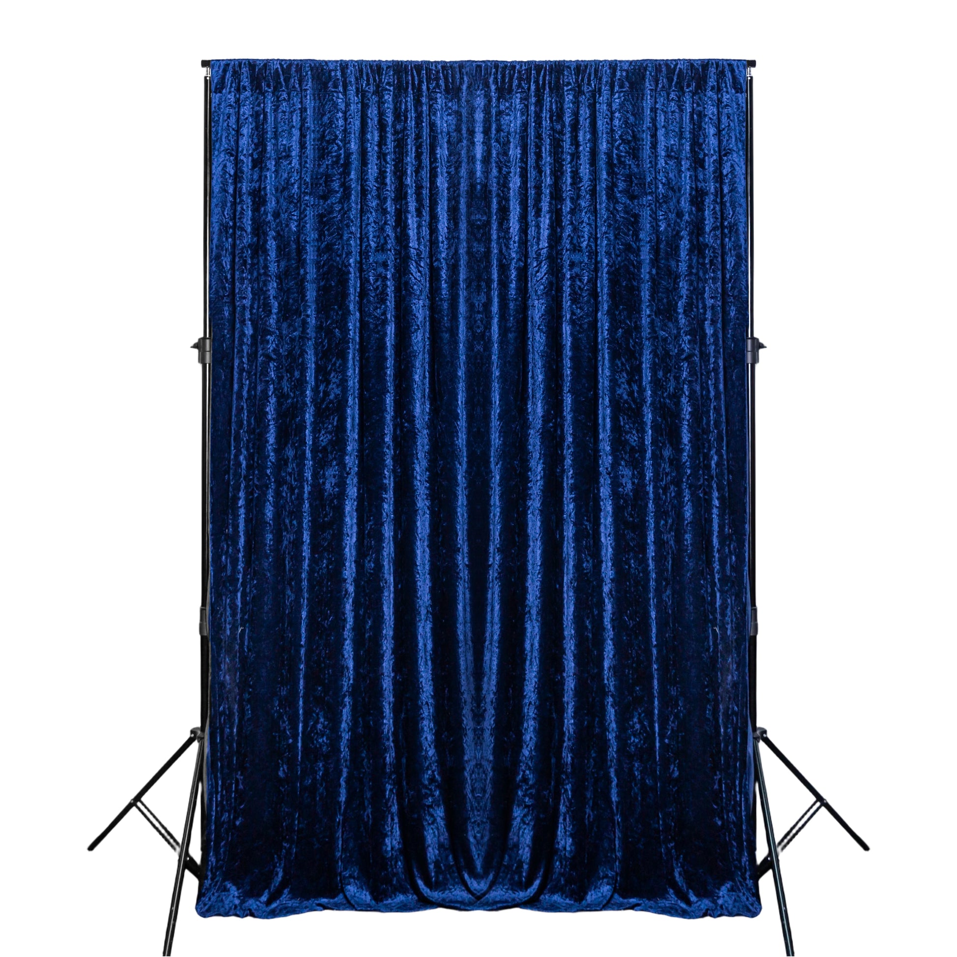 Navy blue velvet backdrop drape curtain panel 16ft x 52 inches front view