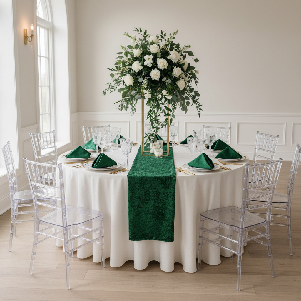 Velvet 20"x20" Linen Napkin - Forest Green.