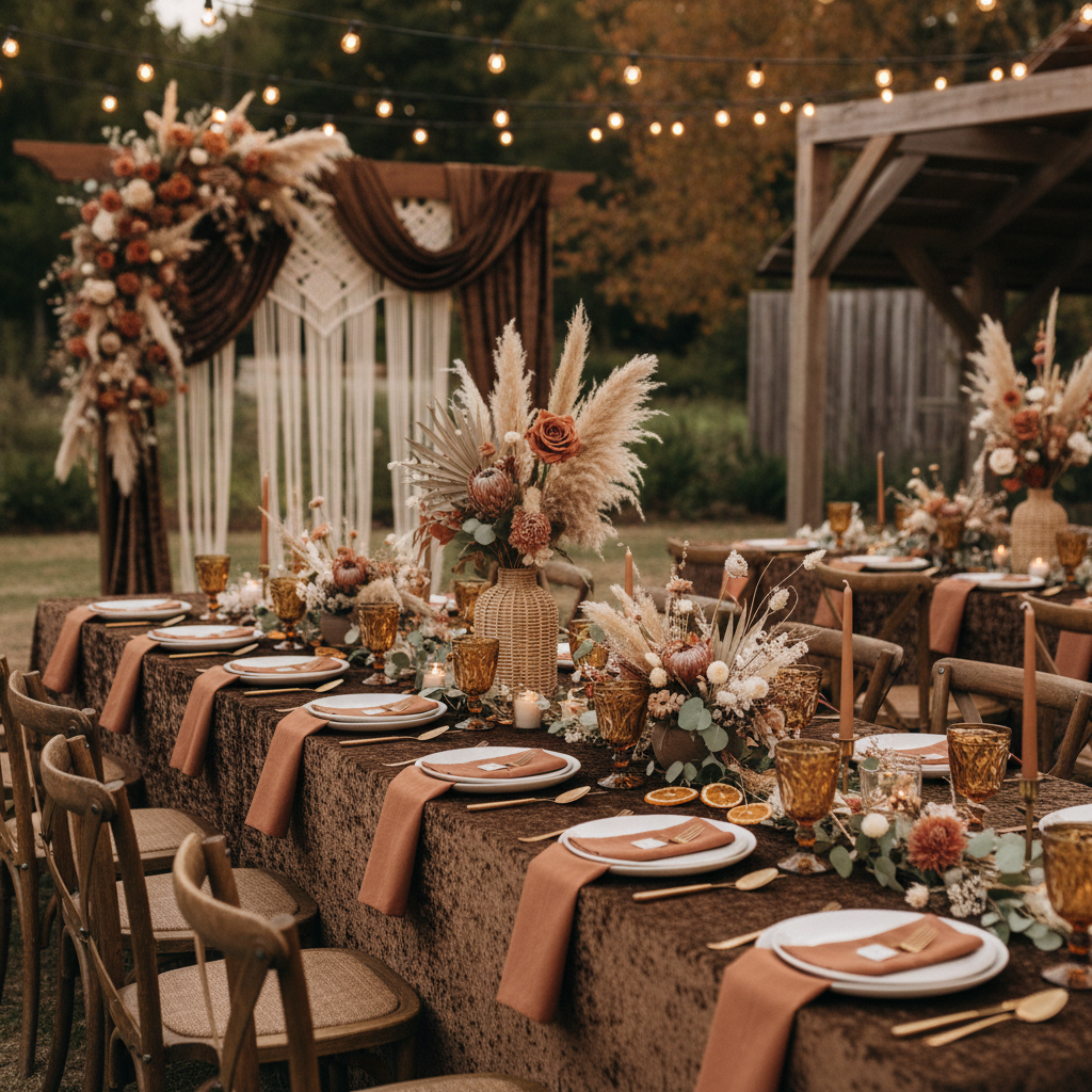 Velvet 90"x156" Rectangular Tablecloth - Chocolate.