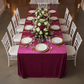 Velvet 90"x156" Rectangular Tablecloth - Magenta with Chiavari White Chairs. 