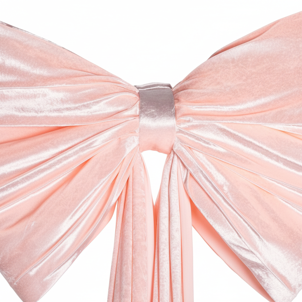 Velvet Bow center Close-Up - Pastel Pink