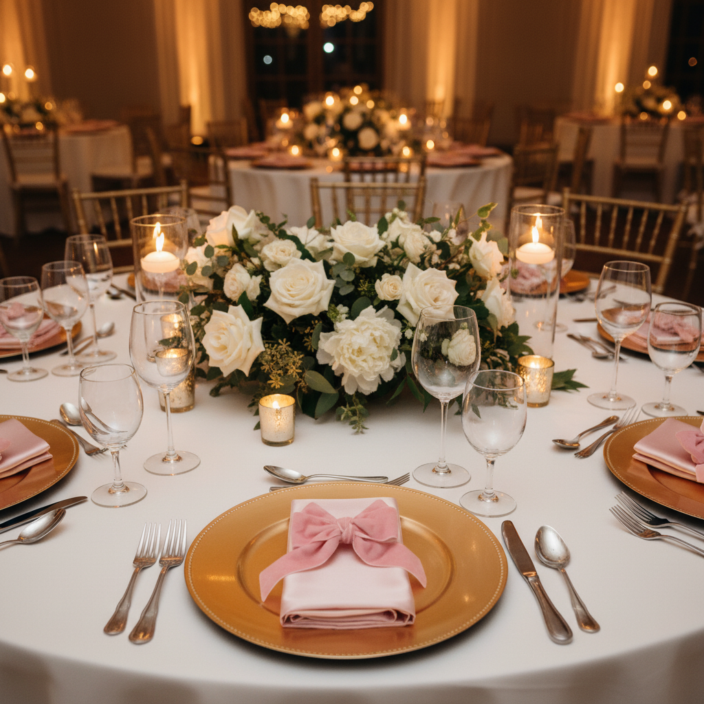 Velvet Bow-Tie Napkin Ring Pink -Wedding Reception Tablescape